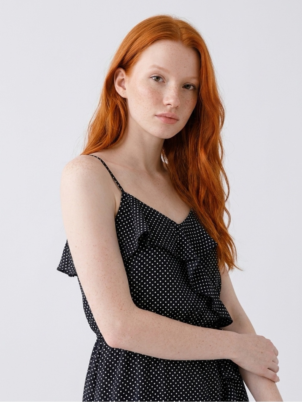Billabong Black Polka Dot Ruffle Cami